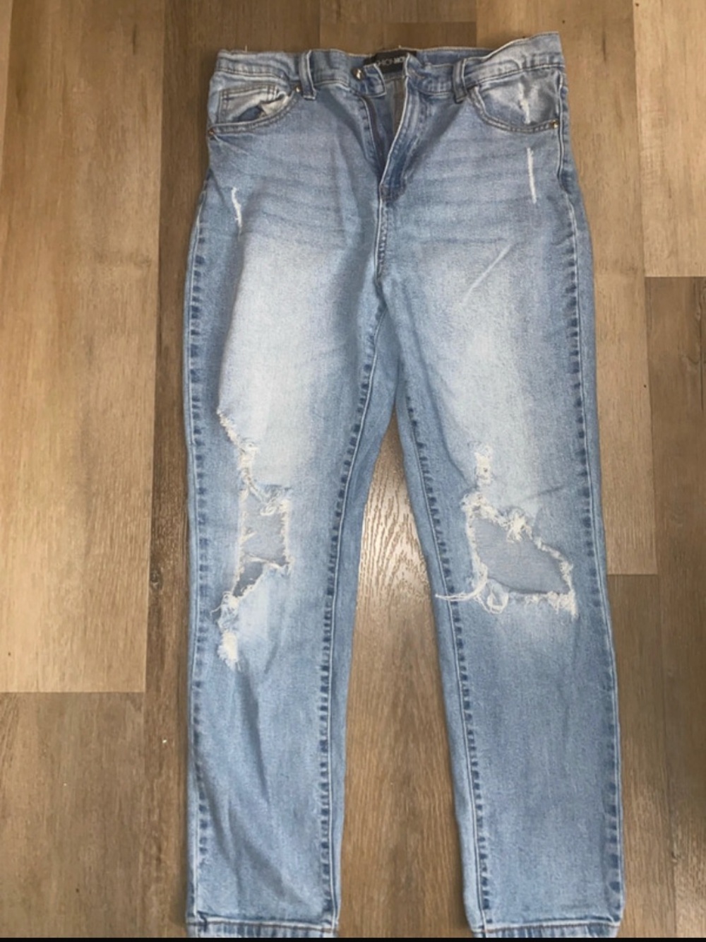 Fashion Nova Light Wash Distressed Skinny Jeans